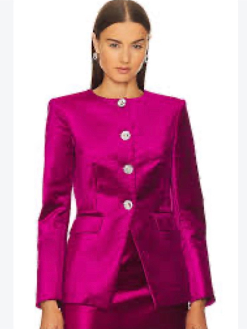 Veronica Beard Cencia Fuchsia Velvet Jacket with Crystal Buttons NWT